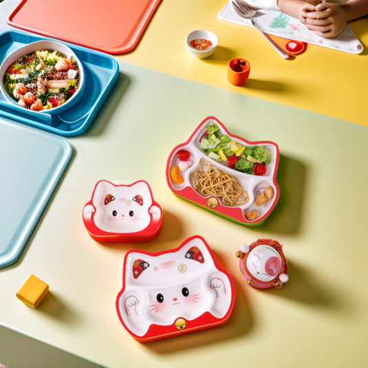 Durable Melamine Dinner Plate for baby products&Kids with Divided Compartments Safe Toddler Feeding Tableware Kindergarten - Image 5