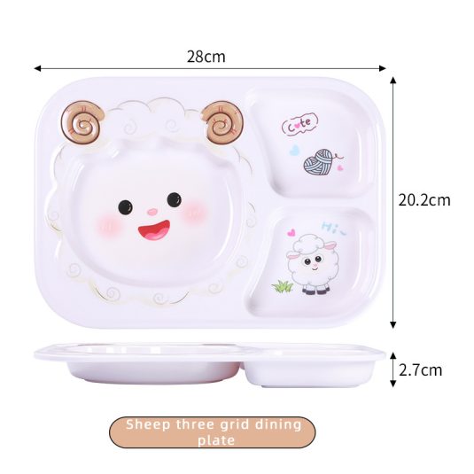 Durable Melamine Dinner Plate for baby products&Kids with Divided Compartments Safe Toddler Feeding Tableware Kindergarten