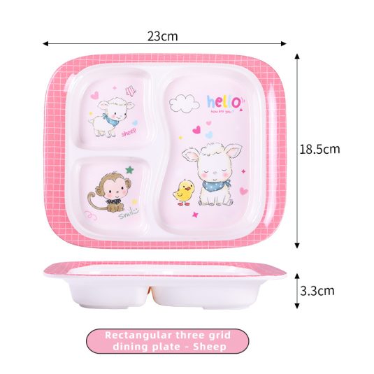 Durable Melamine Dinner Plate for baby products&Kids with Divided Compartments Safe Toddler Feeding Tableware Kindergarten - Image 4
