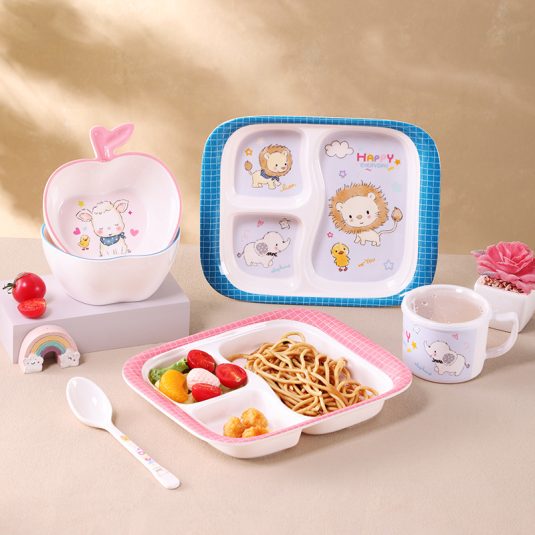 Durable Melamine Dinner Plate for baby products&Kids with Divided Compartments Safe Toddler Feeding Tableware Kindergarten - Image 3