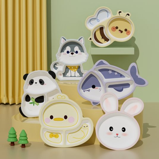Melamine Cartoon-Design Dinner Plate for baby products Kids Divided Compartments Safe Toddler Feeding Tableware Kindergarten