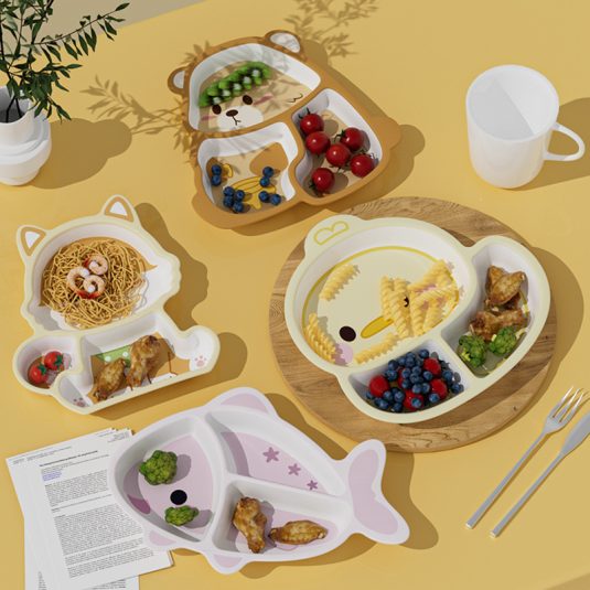 Melamine Cartoon-Design Dinner Plate for baby products Kids Divided Compartments Safe Toddler Feeding Tableware Kindergarten - Image 2