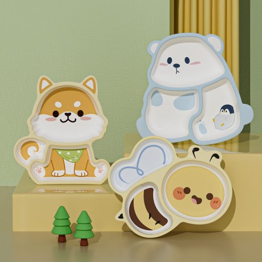 Melamine Cartoon-Design Dinner Plate for baby products Kids Divided Compartments Safe Toddler Feeding Tableware Kindergarten - Image 10