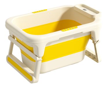 Large Foldable Plastic Baby Bath Tub Newborn Infant Bathing and Swimming Bucket with Sitting and Lying Bath Seat for Children