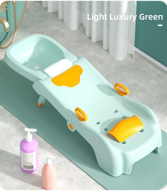 Children's Cartoon Shampoo Chair Non-Wet Foldable baby Hair Washing Artifact for seating bath time fun in bathtub bucket - Image 4