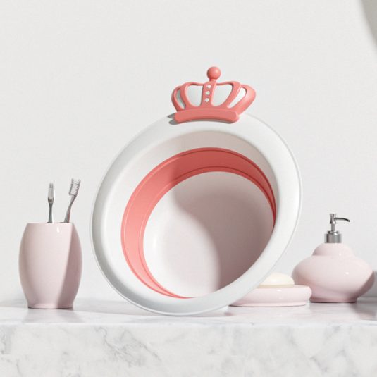 Large Plastic Baby Folding Bathtub Set Crown Newborn and Toddler for Sitting Lying for Household Use Children's Supplies Toilet - Image 6