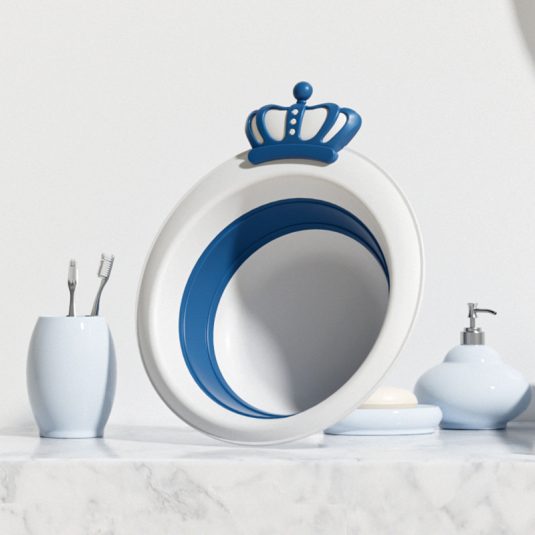 Large Plastic Baby Folding Bathtub Set Crown Newborn and Toddler for Sitting Lying for Household Use Children's Supplies Toilet - Image 4
