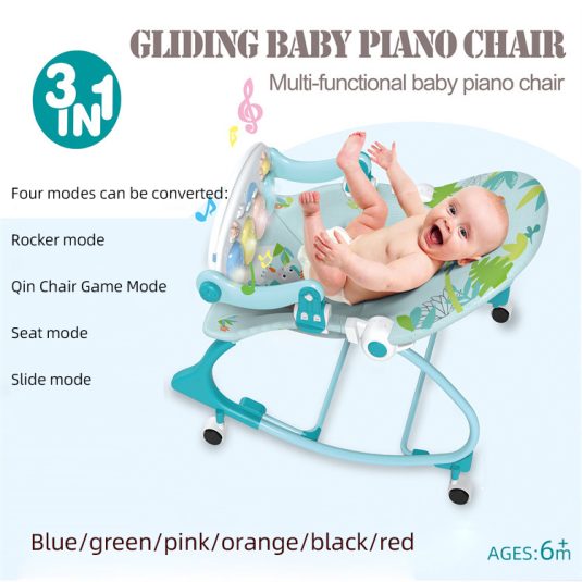 Multifunctional Newborn Baby Lounge Chair Puzzle Music Lighting Sliding Piano Rocking for Soothing Bouncers & Jumpers Plastic - Image 2