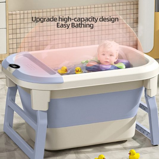 Large Foldable Plastic Baby Bath Tub Newborn Infant Bathing and Swimming Bucket with Sitting and Lying Bath Seat for Children - Image 2