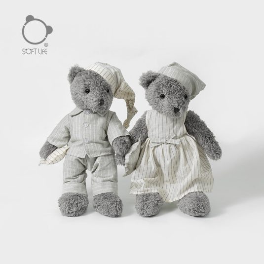 Children's Sleep Comfort Dolls Gray Pajamas with Bear Plush Toys Wearing Hats Soft Bear Dolls Birthday Gifts Age 0 24 Months - Image 2