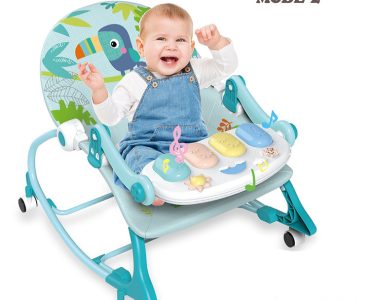 Multifunctional Newborn Baby Lounge Chair Puzzle Music Lighting Sliding Piano Rocking for Soothing Bouncers & Jumpers Plastic