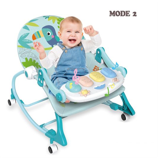 Multifunctional Newborn Baby Lounge Chair Puzzle Music Lighting Sliding Piano Rocking for Soothing Bouncers & Jumpers Plastic