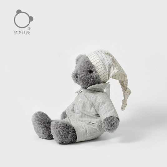 Children's Sleep Comfort Dolls Gray Pajamas with Bear Plush Toys Wearing Hats Soft Bear Dolls Birthday Gifts Age 0 24 Months - Image 4