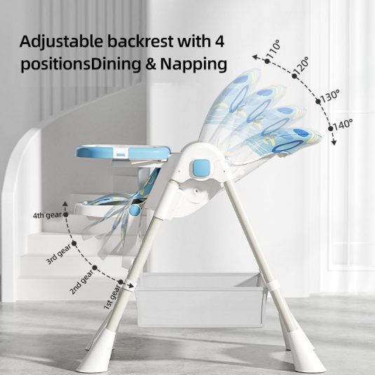 Children's dining chair folding adjustable backrest baby dining chair baby reclining can sit multifunctional dining chair dinner chair completed - Image 4