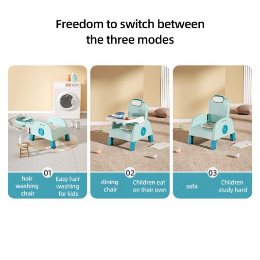Children's Plastic Multifunctional Shampoo Chair for Home Bathing Needs Foldable Baby Home Hair Washing and Dining Chair - Image 4