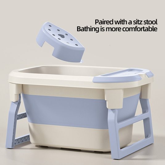 Large Foldable Plastic Baby Bath Tub Newborn Infant Bathing and Swimming Bucket with Sitting and Lying Bath Seat for Children - Image 4