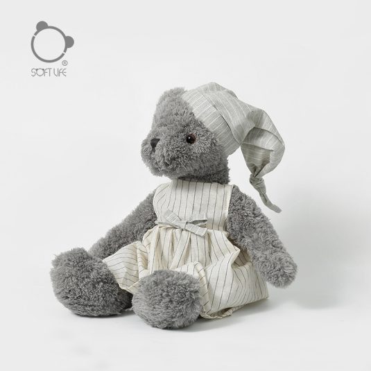 Children's Sleep Comfort Dolls Gray Pajamas with Bear Plush Toys Wearing Hats Soft Bear Dolls Birthday Gifts Age 0 24 Months - Image 5