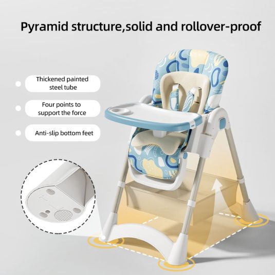 Children's dining chair folding adjustable backrest baby dining chair baby reclining can sit multifunctional dining chair dinner chair completed - Image 5