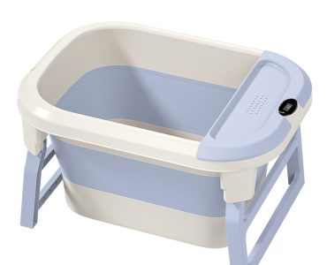 Large Foldable Plastic Baby Bath Tub Newborn Infant Bathing and Swimming Bucket with Sitting and Lying Bath Seat for Children