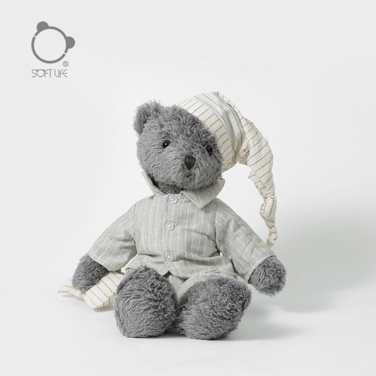 Children's Sleep Comfort Dolls Gray Pajamas with Bear Plush Toys Wearing Hats Soft Bear Dolls Birthday Gifts Age 0 24 Months - Image 6