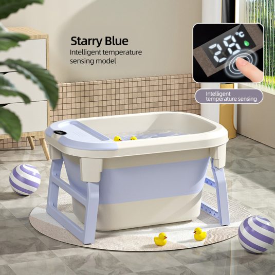 Large Foldable Plastic Baby Bath Tub Newborn Infant Bathing and Swimming Bucket with Sitting and Lying Bath Seat for Children - Image 7